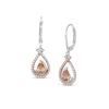 Thumbnail Image 0 of Pear-Shaped Morganite and White Lab-Created Sapphire Open Frame Drop Earrings in Sterling Silver and 18K Rose Gold Plate