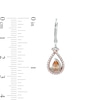 Thumbnail Image 2 of Pear-Shaped Morganite and White Lab-Created Sapphire Open Frame Drop Earrings in Sterling Silver and 18K Rose Gold Plate