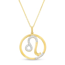 1/8 CT. T.W. Diamond Leo Zodiac Sign Open Circle Pendant in Sterling Silver with 14K Gold Plate