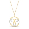 Thumbnail Image 1 of 1/5 CT. T.W. Diamond Aries Zodiac Sign Open Circle Pendant in Sterling Silver with 14K Gold Plate