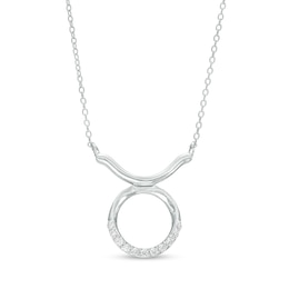 1/8 CT. T.W. Diamond Taurus Zodiac Sign Outline Necklace in Sterling Silver