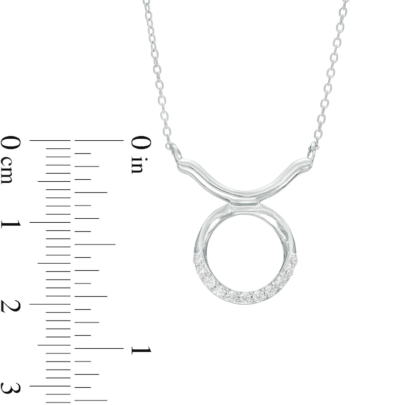 Main Image 3 of 1/8 CT. T.W. Diamond Taurus Zodiac Sign Outline Necklace in Sterling Silver