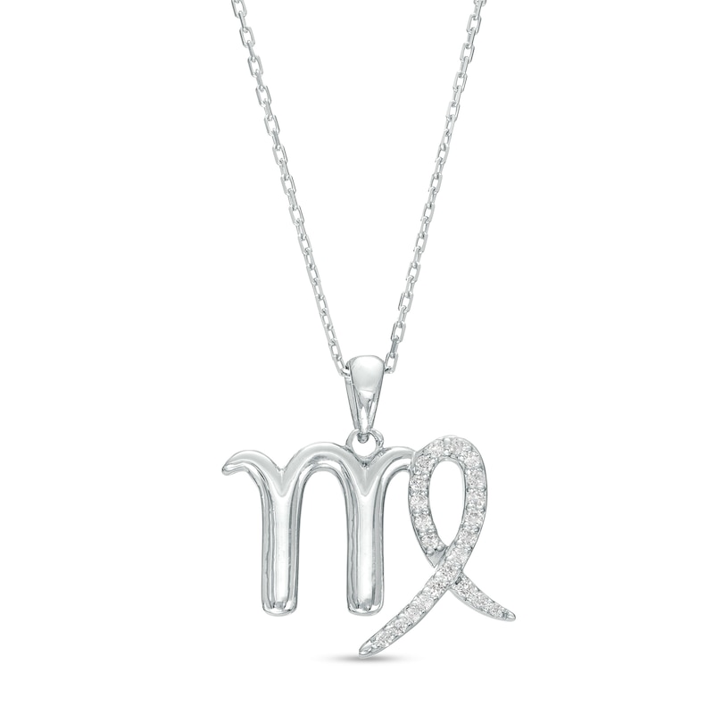 Main Image 1 of 1/10 CT. T.W. Diamond Virgo Zodiac Sign Outline Pendant in Sterling Silver