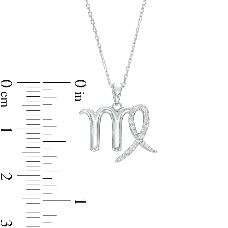 Main Image 3 of 1/10 CT. T.W. Diamond Virgo Zodiac Sign Outline Pendant in Sterling Silver