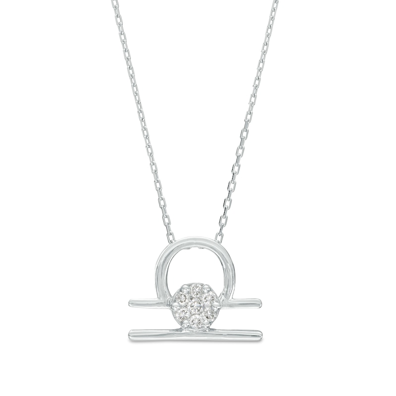 Main Image 1 of 1/10 CT. T.W. Diamond Libra Zodiac Sign Outline Pendant in Sterling Silver