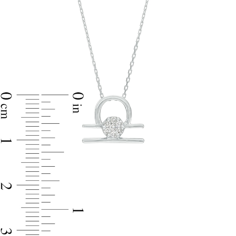 Main Image 3 of 1/10 CT. T.W. Diamond Libra Zodiac Sign Outline Pendant in Sterling Silver