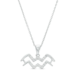 1/8 CT. T.W. Diamond Aquarius Zodiac Sign Outline Pendant in Sterling Silver
