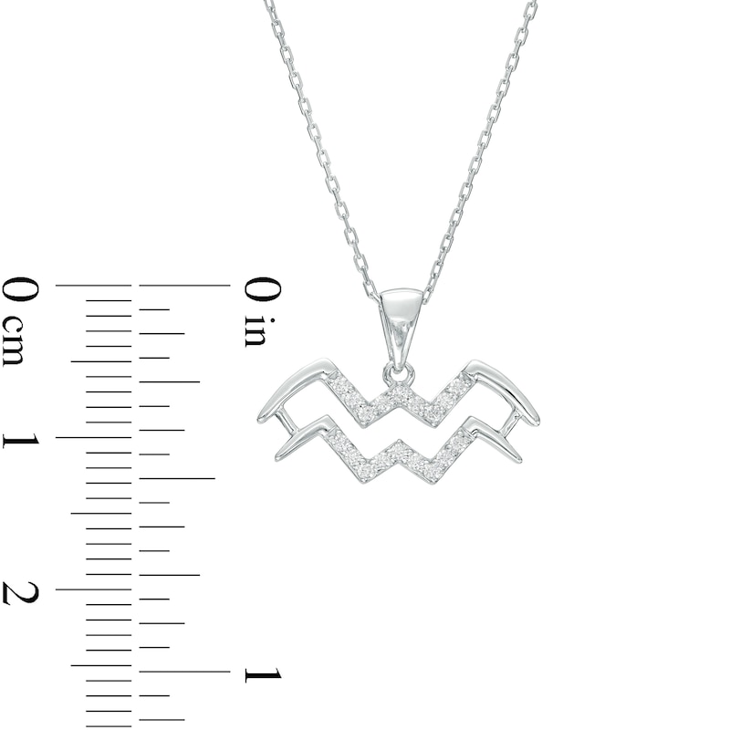 Main Image 3 of 1/8 CT. T.W. Diamond Aquarius Zodiac Sign Outline Pendant in Sterling Silver