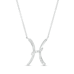 1/8 CT. T.W. Diamond Pisces Zodiac Sign Outline Necklace in Sterling Silver