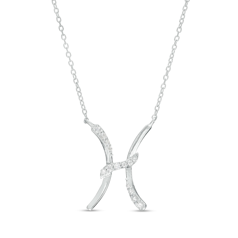 Main Image 1 of 1/8 CT. T.W. Diamond Pisces Zodiac Sign Outline Necklace in Sterling Silver