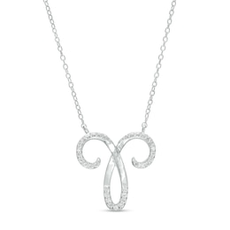 1/6 CT. T.W. Diamond Aries Zodiac Sign Outline Necklace in Sterling Silver