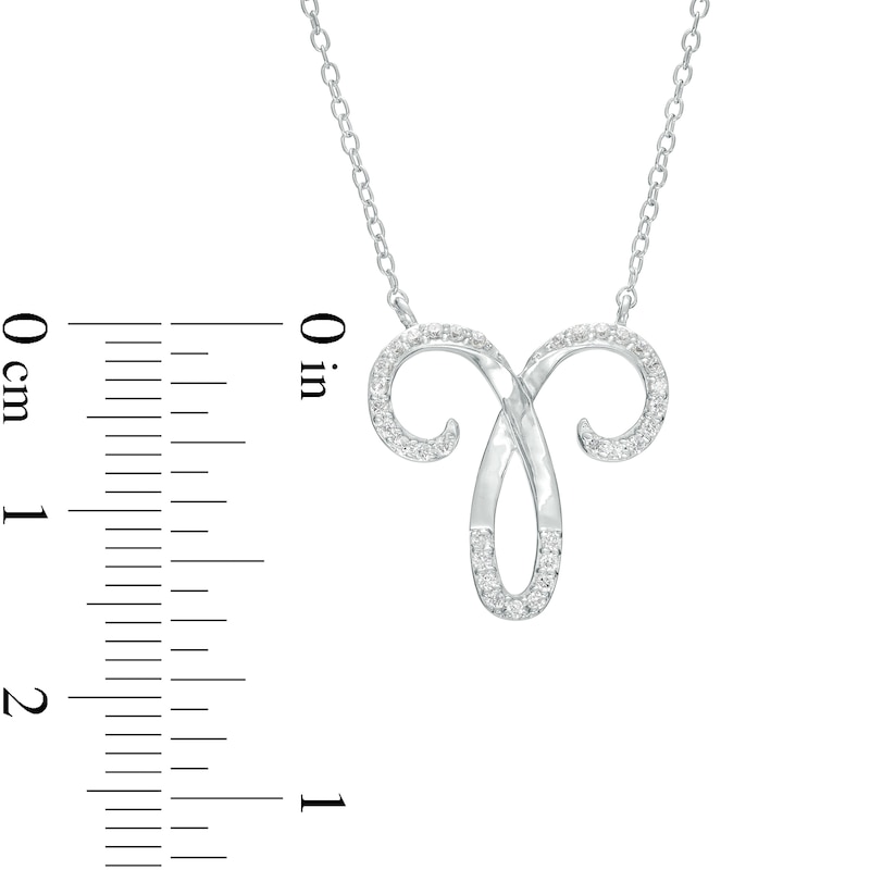 Main Image 2 of 1/6 CT. T.W. Diamond Aries Zodiac Sign Outline Necklace in Sterling Silver