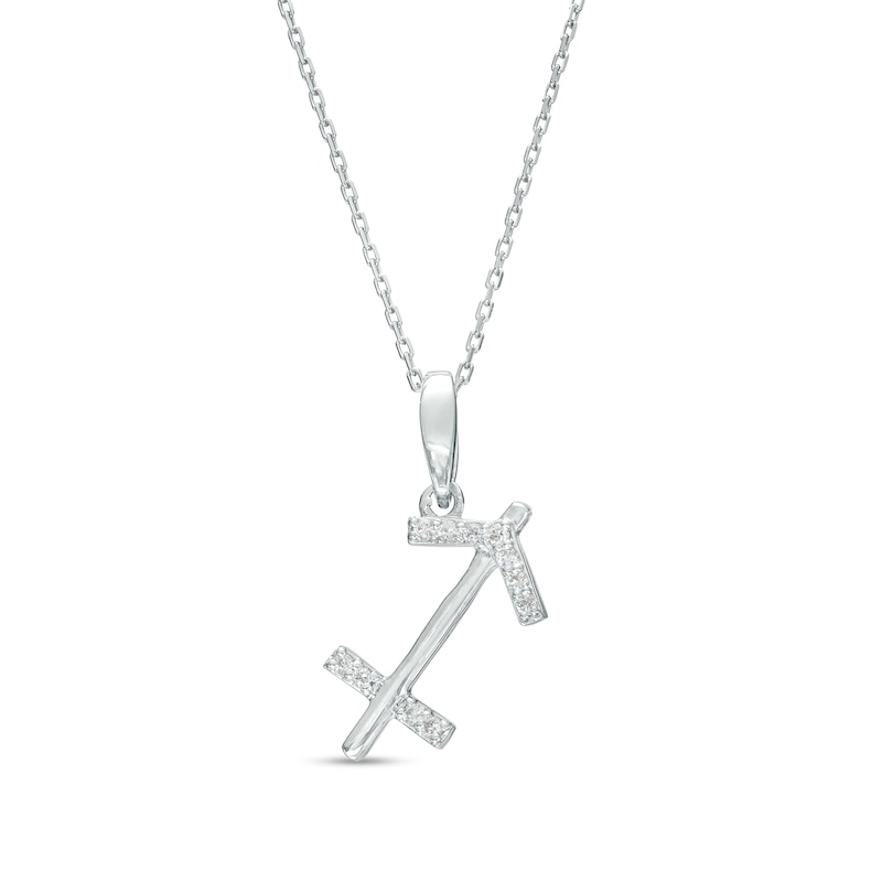 Main Image 1 of 1/20 CT. T.W. Diamond Sagittarius Zodiac Sign Outline Pendant in Sterling Silver