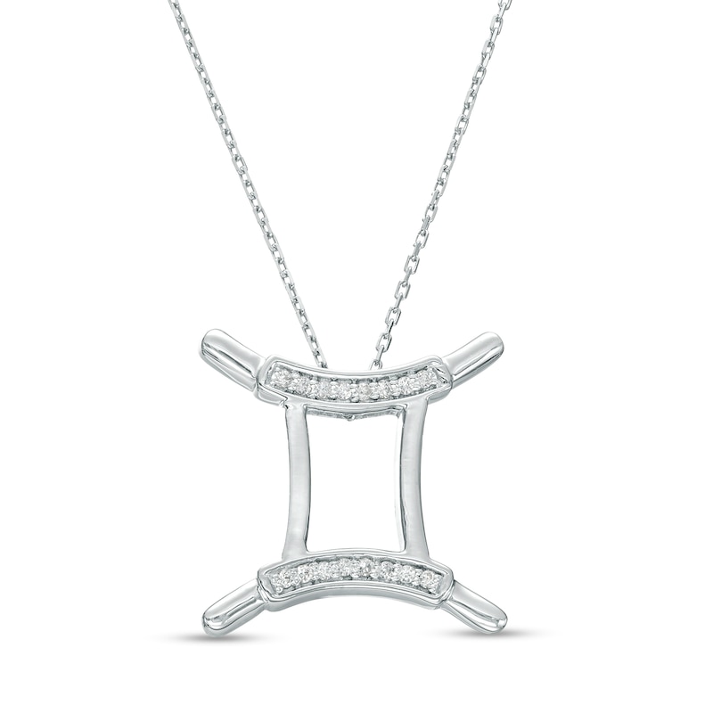 Main Image 1 of 1/10 CT. T.W. Diamond Gemini Zodiac Sign Outline Pendant in Sterling Silver