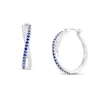 Thumbnail Image 0 of Blue and White Lab-Created Sapphire Twist Hoop Earrings in Sterling Silver