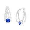 Thumbnail Image 0 of 6.0mm Blue and White Lab-Created Sapphire Split Hoop Earrings in Sterling Silver
