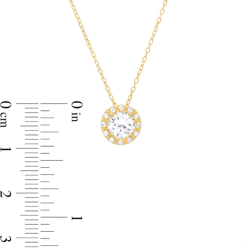 Main Image 4 of White Lab-Created Sapphire Frame Pendant and Stud Earrings Set in Sterling Silver with 18K Gold Plate