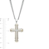 Thumbnail Image 3 of Men's 1/4 CT. T.W. Diamond Gothic Cross Pendant in Stainless Steel with Yellow Ion Plate – 24&quot;