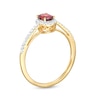 Thumbnail Image 2 of Oval Garnet and White Lab-Created Sapphire Frame Ring in 10K Gold