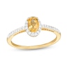 Thumbnail Image 0 of Oval Orange Citrine and White Lab-Created Sapphire Frame Ring in 10K Gold