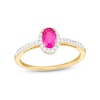 Thumbnail Image 1 of Oval Ruby and White Lab-Created Sapphire Frame Ring in 10K Gold