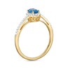 Thumbnail Image 3 of Oval Swiss Blue Topaz and White Lab-Created Sapphire Frame Ring in 10K Gold