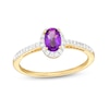 Thumbnail Image 0 of Oval Amethyst and White Lab-Created Sapphire Frame Ring in 10K Gold