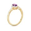 Thumbnail Image 3 of Oval Amethyst and White Lab-Created Sapphire Frame Ring in 10K Gold