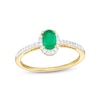 Thumbnail Image 1 of Oval Emerald and White Lab-Created Sapphire Frame Ring in 10K Gold