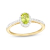 Thumbnail Image 1 of Oval Peridot and White Lab-Created Sapphire Frame Ring in 10K Gold