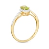 Thumbnail Image 3 of Oval Peridot and White Lab-Created Sapphire Frame Ring in 10K Gold