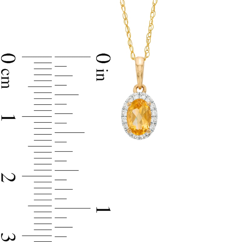 Main Image 3 of Oval Orange Citrine and White Lab-Created Sapphire Frame Pendant in 10K Gold