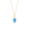 Thumbnail Image 1 of Oval Swiss Blue Topaz and White Lab-Created Sapphire Frame Pendant in 10K Gold