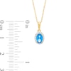 Thumbnail Image 3 of Oval Swiss Blue Topaz and White Lab-Created Sapphire Frame Pendant in 10K Gold