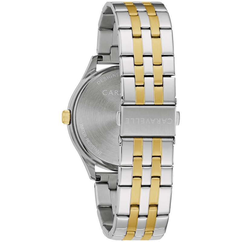 Men's Caravelle by Bulova Two-Tone Watch with Black Dial and Bracelet Box Set (Model: 45K000)