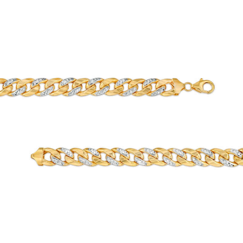 Oro Diamante™ Diamond-Cut 8.2mm Cuban Curb Chain Bracelet in Hollow 14K Two-Tone Gold – 8.5"