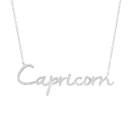 1/10 CT. T.W. Diamond &quot;Capricorn&quot; Script Necklace in Sterling Silver