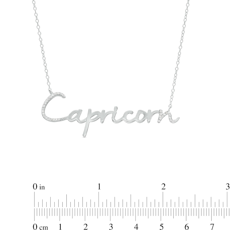 1/10 CT. T.W. Diamond "Capricorn" Script Necklace in Sterling Silver