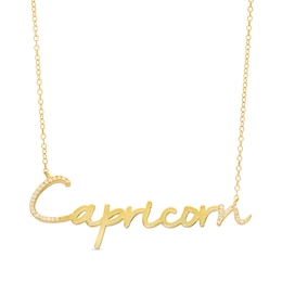 1/10 CT. T.W. Diamond &quot;Capricorn&quot; Script Necklace in Sterling Silver with 14K Gold Plate