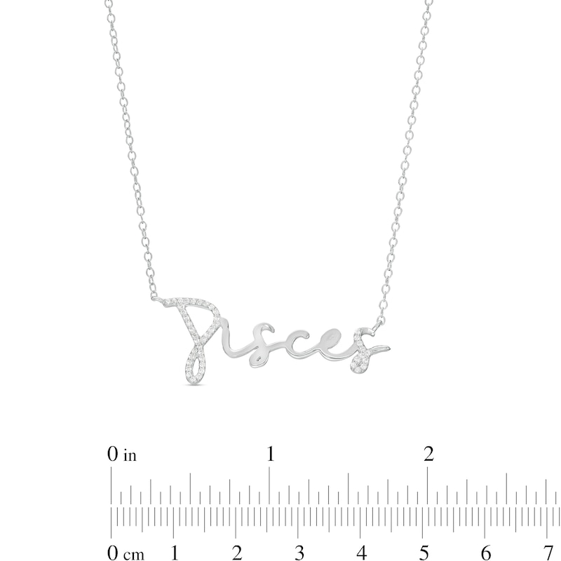 1/8 CT. T.W. Diamond "Pisces" Script Necklace in Sterling Silver