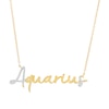 Thumbnail Image 0 of 1/6 CT. T.W. Diamond "Aquarius" Script Necklace in Sterling Silver with 14K Gold Plate