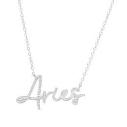 1/6 CT. T.W. Diamond &quot;Aries&quot; Script Necklace in Sterling Silver