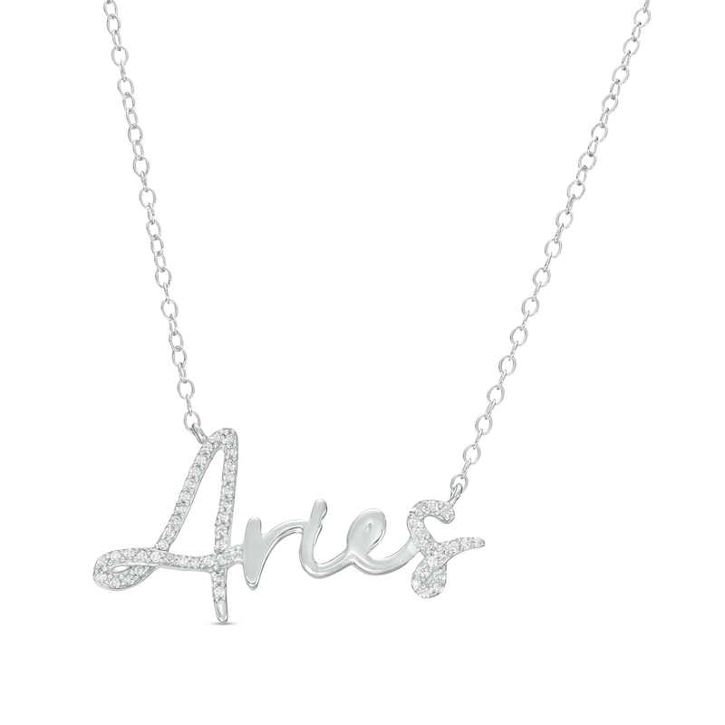 1/6 CT. T.W. Diamond "Aries" Script Necklace in Sterling Silver