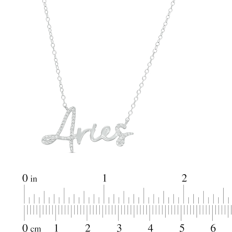 1/6 CT. T.W. Diamond "Aries" Script Necklace in Sterling Silver