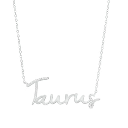 1/8 CT. T.W. Diamond &quot;Taurus&quot; Script Necklace in Sterling Silver