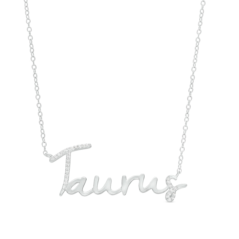 1/8 CT. T.W. Diamond "Taurus" Script Necklace in Sterling Silver