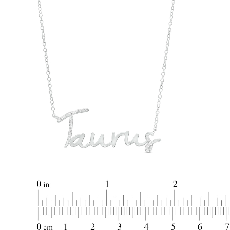 1/8 CT. T.W. Diamond "Taurus" Script Necklace in Sterling Silver