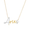 Thumbnail Image 0 of 1/6 CT. T.W. Diamond "Aries" Script Necklace in Sterling Silver with 14K Gold Plate