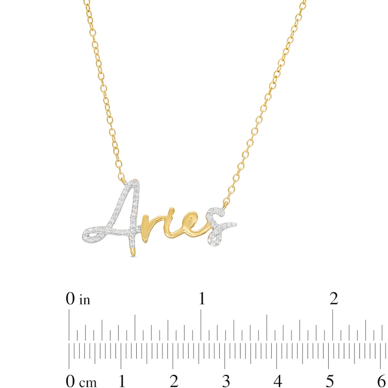 1/6 CT. T.W. Diamond "Aries" Script Necklace in Sterling Silver with 14K Gold Plate