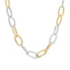 Thumbnail Image 1 of Oro Diamante™ Alternating Diamond-Cut Paper Clip Link Chain Necklace in Hollow 14K Two-Tone Gold – 18.25&quot;